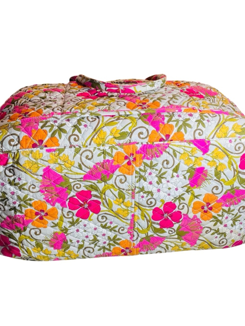 Vera Bradley Floral Lilli Bell Quilted Weekender Duffel in Pink, Orange & Cream - Picture 7 of 10